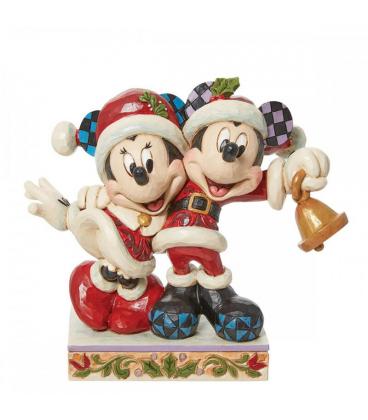 Figura enesco disney mickey & minnie santa claus