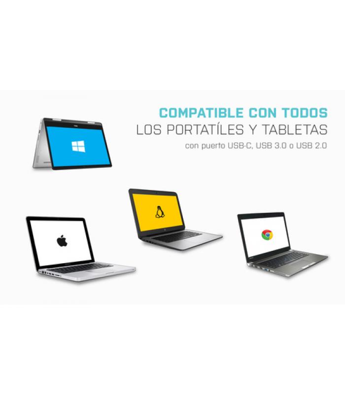 TIPO C A 5 EN 1 (LAND + TIPO C + 2 PUERTOS USB 3.0 + HDMI), Sin