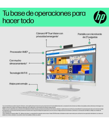 HP 27-cr0027ns AMD Ryzen™ 5 68,6 cm (27") 1920 x 1080 Pixeles 16 GB LPDDR5-SDRAM 512 GB SSD PC todo en uno Windows 11 Home Wi-Fi