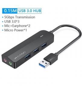 Hub usb 3.0 con tarjeta de sonido vention chibb/ 3xusb/ 1xmicrousb pd