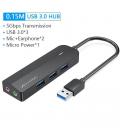 Hub usb 3.0 con tarjeta de sonido vention chibb/ 3xusb/ 1xmicrousb pd