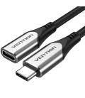 Cable alargador usb 3.1 tipo-c vention tabhf/ usb tipo-c macho - usb tipo-c hembra/ 1m/ gris