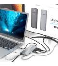 AISENS USB-C Dock 12 En 1, USB-C A 2xHDMI, 1xRJ45, 3xUSB-A, 2xUSB-C, 1xUSB-C PD, 1xAudio, 1xSD, 1xMicro SD, Gris, 30cm