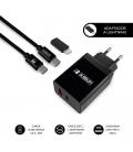 Cargador de pared subblim subchg-3wpd11/ 1xusb tipo-c/ 1xusb/ cable usb tipo-c + adaptador lightning/ 25w/ negro