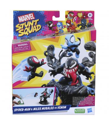 Set de juego hasbro marvel stunt squad villain knockdown spider - man y miles morales vs venom