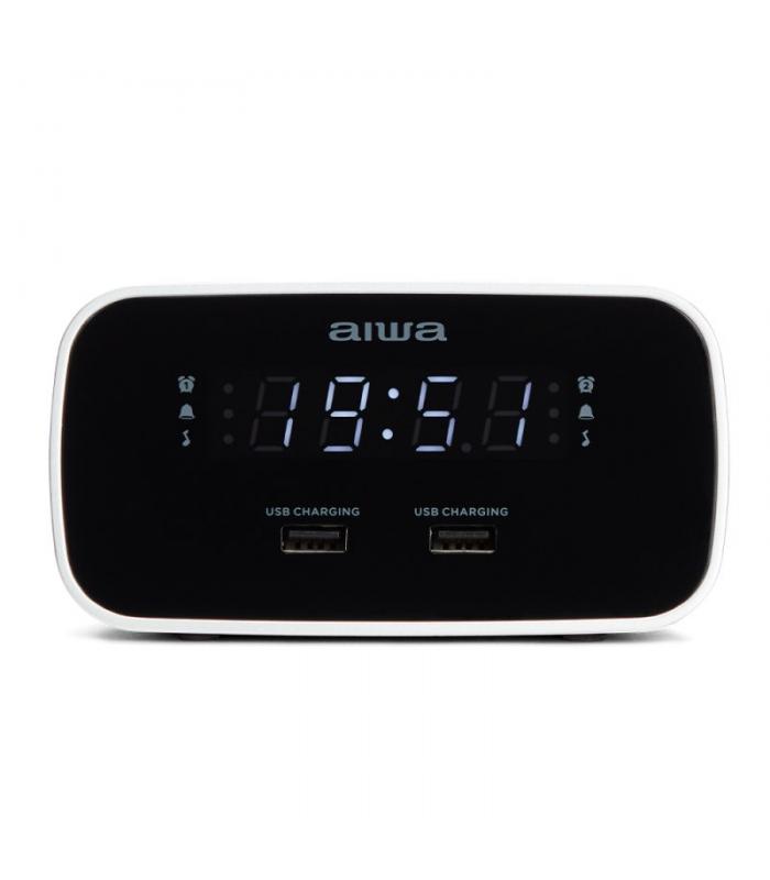 Radio Reloj Despertador Aiwa Cru-19 1.5W Rms 2 X USB Negra