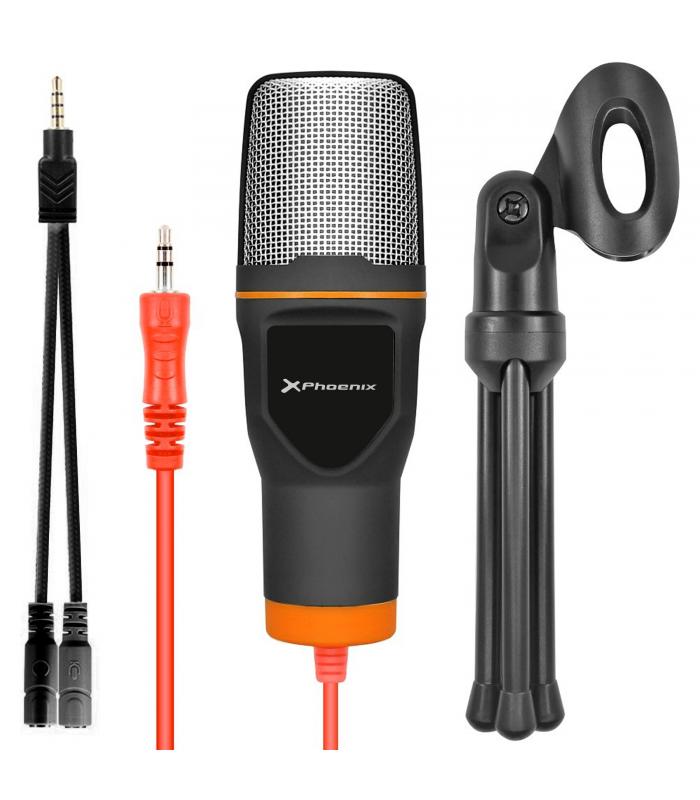 Micrófono Condensador Profesional de Conexión 3.5mm para Podcast Micrófono  Gamer PC con Soporte