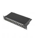 Patch panel lanberg 12 puertos 1u cat.6 10pulgadas blindado negro