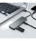 AISENS Hub USB 3.2 Gen2 10G USB-A, USB-A/M-2xUSB-C/H-2xUSB-A/H, Gris, 15cm