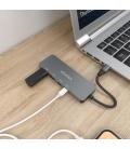 AISENS Hub USB 3.2 Gen2 10G USB-C, USB-C/M-2xUSB-C/H-2xUSB-A/H, Gris, 15cm