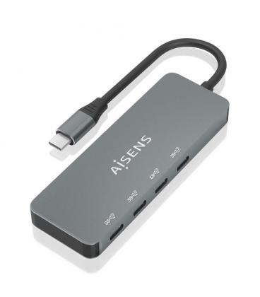 AISENS Hub USB 3.2 Gen2 10G USB-C, USB-C/M-4xUSB-C/H, Gris, 15cm