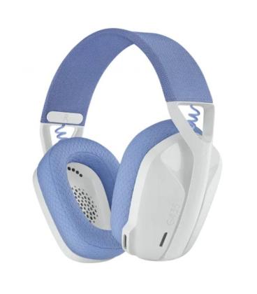 Auriculares gaming inalámbrico con micrófono logitech g435/ bluetooth/ blanco crudo y lila