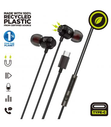 Muvit for charge auriculares estéreo m32 tipo c magnéticos negros