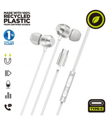 Muvit for charge auriculares estéreo m32 tipo c magnéticos blancos