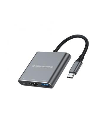 Conceptronic DONN18G base para portátil y replicador de puertos Alámbrico USB 3.2 Gen 1 (3.1 Gen 1) Type-C Gris