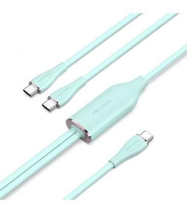 Cable usb tipo-c vention ctmgg/ usb tipo-c macho - 2 x usb tipo-c macho/ hasta 100w/ 480mbps/ 1.5m/ verde