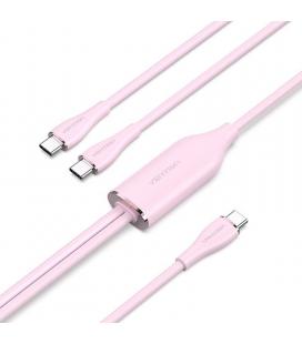 Cable usb tipo-c vention ctmpg/ usb tipo-c macho - 2 x usb tipo-c macho/ hasta 100w/ 480mbps/ 1.5m/ rosa