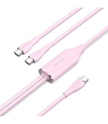 Cable usb tipo-c vention ctmpg/ usb tipo-c macho - 2 x usb tipo-c macho/ hasta 100w/ 480mbps/ 1.5m/ rosa