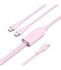 Cable usb tipo-c vention ctmpg/ usb tipo-c macho - 2 x usb tipo-c macho/ hasta 100w/ 480mbps/ 1.5m/ rosa