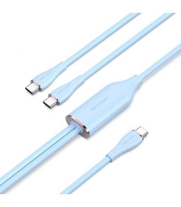 Cable usb tipo-c vention ctmsg/ usb tipo-c macho - 2 x usb tipo-c macho/ hasta 100w/ 480mbps/ 1.5m/ azul