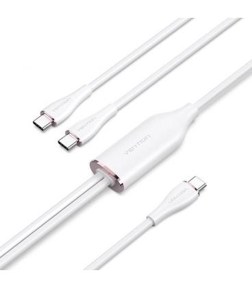 Cable usb tipo-c vention ctmwg/ usb tipo-c macho - 2 x usb tipo-c macho/ hasta 100w/ 480mbps/ 1.5m/ blanco