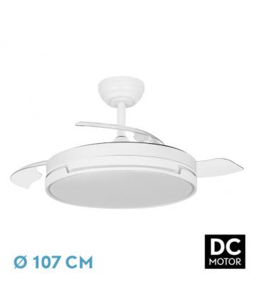 Ventilador dc papiro 72w blanco 3aspas desp.107d 6120lm 3000k -4000k -6500k regulable intensidad+ remoto+ memoria+ temporizador