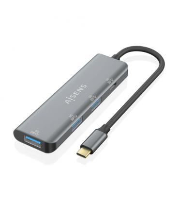 Hub USB Tipo-C Aisens A109-0762/ 3xUSB/ 1xUSB Tipo-C/ Gris