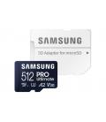 Tarjeta de Memoria Samsung Pro Ultimate 512GB microSD XC con Adaptador/ Clase 10/ 200MBs