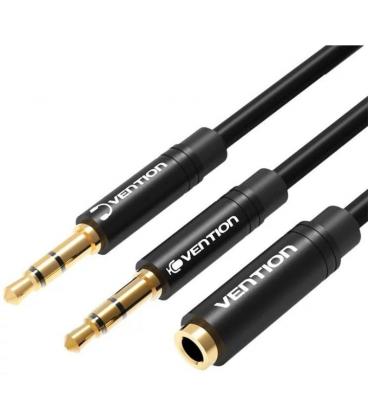 Cable estéreo vention bbuby/ 2x jack 3.5 macho - jack 3.5 hembra/ 30cm/ negro