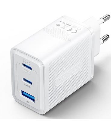 Cargador gan de pared vention ferw0-eu/ 2xusb tipo-c/ 1xusb/ 65w