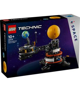 Lego technic planeta tierra y luna en órbita