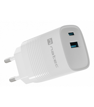 CARGADOR NATEC RIBERA GAN 30W PD3.0 QC3.0 1XUSB-A + 1XUSB-C BLANCO