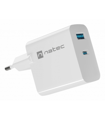 CARGADOR NATEC RIBERA GAN 45W PD3.0 QC3.0 1XUSB-A + 1XUSB-C BLANCO