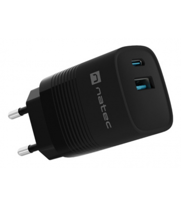 CARGADOR NATEC RIBERA GAN 30W PD3.0 QC3.0 1XUSB-A + 1XUSB-C NEGRO