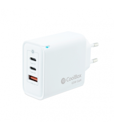 CARGADOR COOLBOX GAN 65W USB-C/USB-C/USB-A PARED