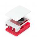 Carcasa raspberry pi 5 con ventilador roja y blanca