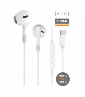 Auriculares intrauditivos tech one tech eartech tec1301/ con micrófono/ usb tipo-c/ blancos