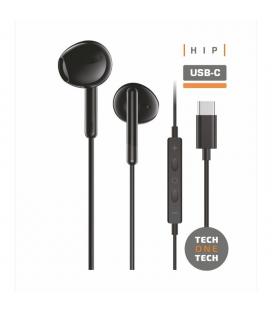 Auriculares intrauditivos tech one tech eartech tec1302/ con micrófono/ usb tipo-c/ negros