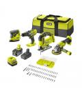 Pack taladro + amoladora + sierra de calar + lijadora ryobi one+ r18ck4f-252s/ 2 baterías 18v 5,0 y 2,0 ah/ cargador 2,0 a/