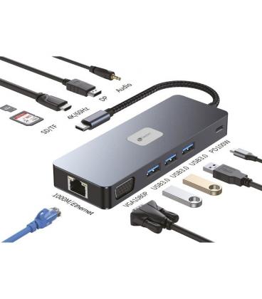 Docking usb tipo-c leotec leds03/ 3xusb/ 1xusb tipo-c pd/ 1xhdmi 4k/ 1 xdisplayport/ 1xvga/ 1xaudio/ 1xrj45/ 1xlector tarjetas