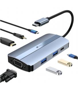 Docking usb tipo-c leotec leds04/ 2xusb/ 1xusb tipo-c/ 1xusb tipo-c pd/ 1xhdmi/ 1xvga/ 1xaudio/ azul