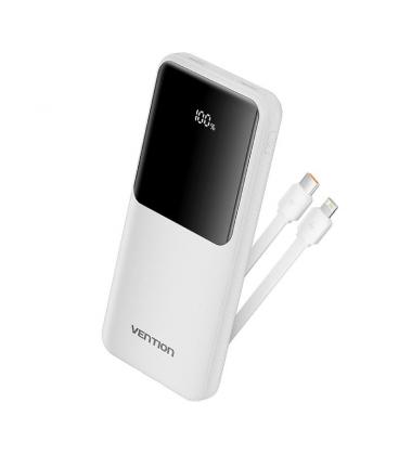 Powerbank 10000mah vention fhow0/ 22.5w/ blanca/ incluye cable usb tipo-c y lightning