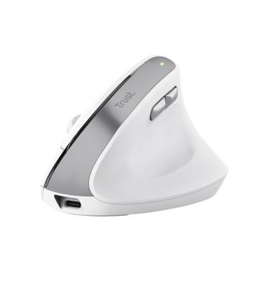 Ratón Ergonómico Inalámbrico Trust Bayo II/ Batería recargable/ Hasta 2400 DPI/ Blanco