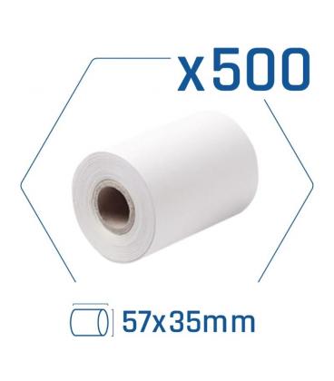 Pack 500 rollos papel térmico datáfono 57x35 mm