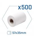 Pack 500 rollos papel térmico datáfono 57x35 mm