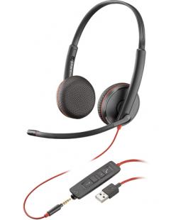 Auriculares Plantronics Blackwire C3225/ con Micrófono/ Jack 3.5/ USB/ Negros