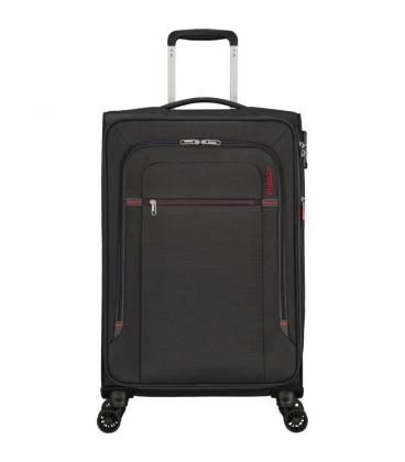 Maleta mediana american tourister crosstrack spinner expansible 67cm/ 67.5x42x27.5cm/ 4 ruedas/ gris y rojo