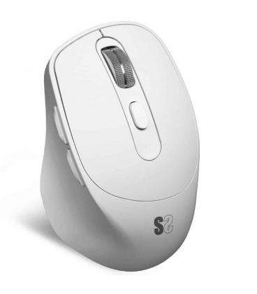 Ratón ergonómico inalámbrico por bluetooth/ 2.4ghz subblim comfort ergo dual battery/ batería recargable/ hasta 2400 dpi/ blanco