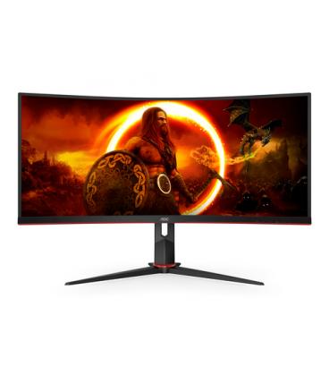 Monitor Gaming Ultraparonámico Curvo AOC CU34G2XP/BK 34"/ WQHD/ 1ms/ 180Hz/ VA/ Negro