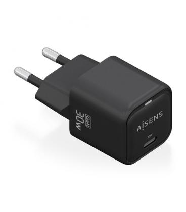 AISENS Cargador Gan 30W, 1xUSB-C PD3.0 QD4.0, Negro